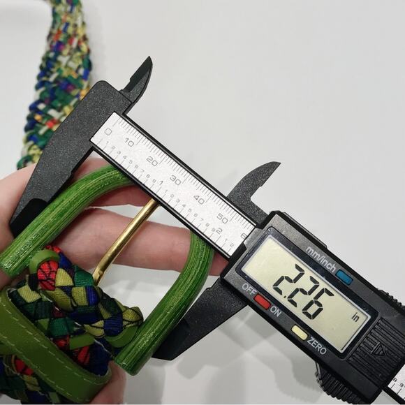 Vintage Ritz Bright Bamboo Buckle Lime Green Purple Woven Braided Belt Tropical - Picture 15 of 15